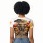 Personalized 80th Birthday African Safari Raglan Cropped T shirt Sunset Savanna Landscape Heritage Wildlife Art