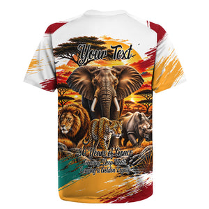 Personalized 80th Birthday African Safari Rugby Jersey Sunset Savanna Landscape Heritage Wildlife Art