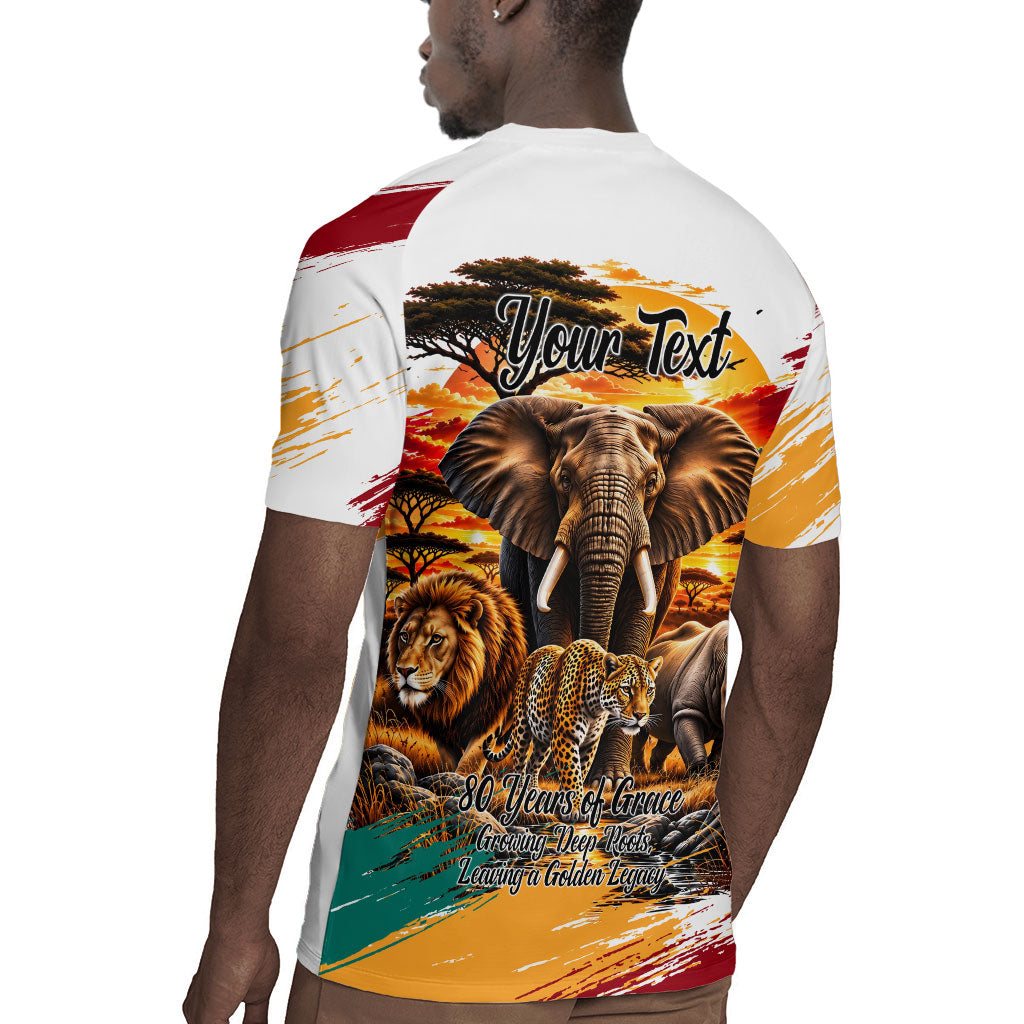 Personalized 80th Birthday African Safari Rugby Jersey Sunset Savanna Landscape Heritage Wildlife Art