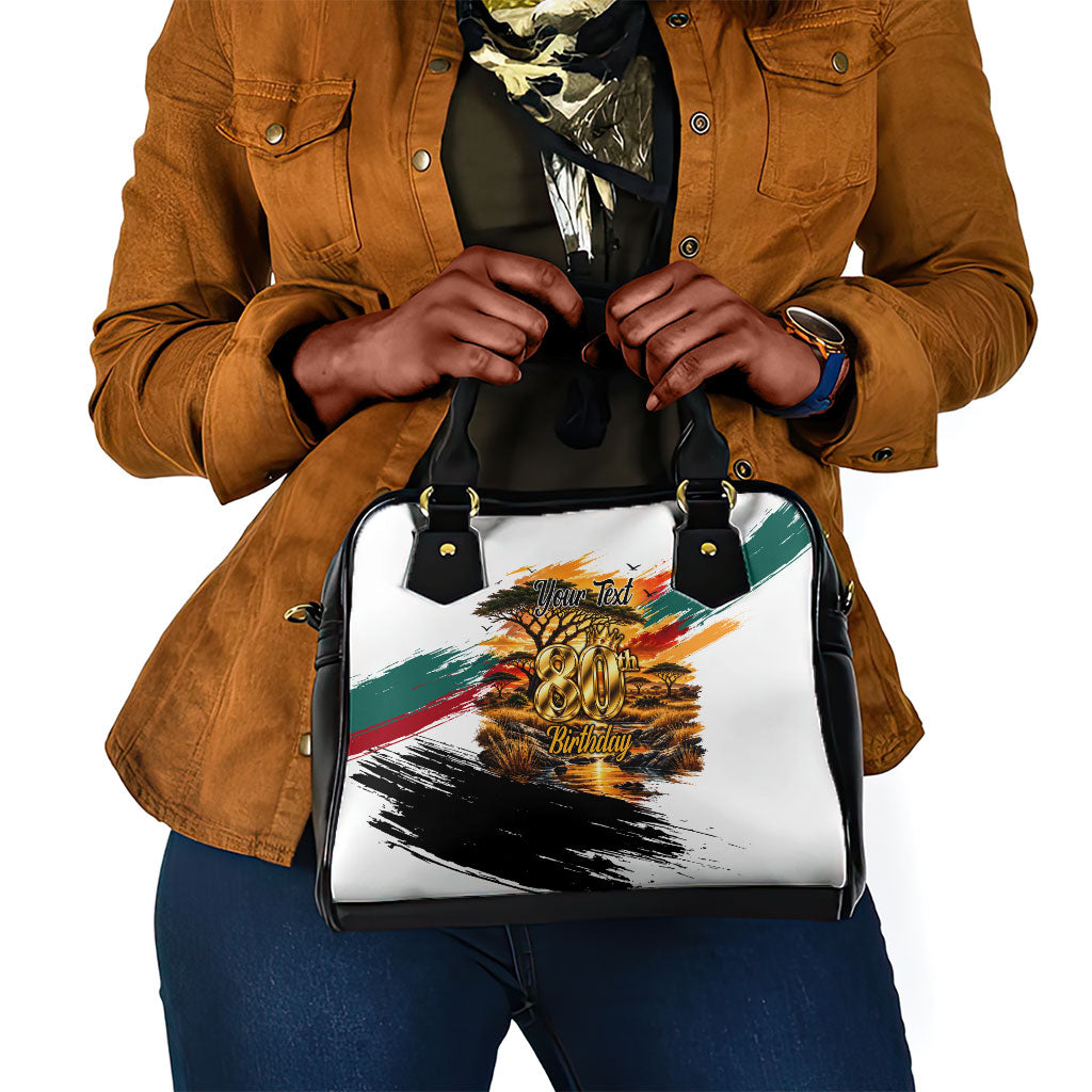 Personalized 80th Birthday African Safari Shoulder Handbag Sunset Savanna Landscape Heritage Wildlife Art