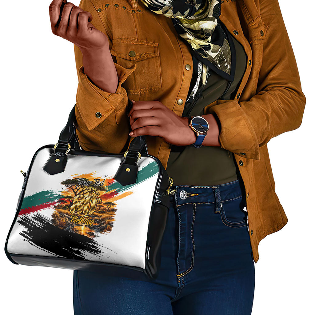 Personalized 80th Birthday African Safari Shoulder Handbag Sunset Savanna Landscape Heritage Wildlife Art