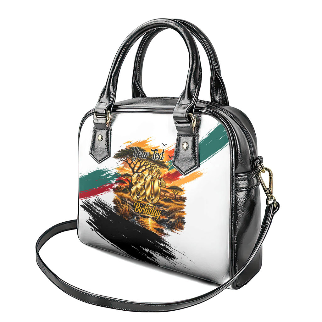 Personalized 80th Birthday African Safari Shoulder Handbag Sunset Savanna Landscape Heritage Wildlife Art