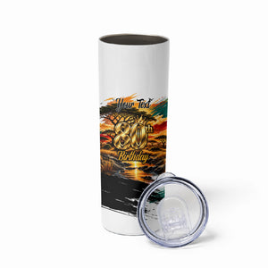 Personalized 80th Birthday African Safari Skinny Tumbler Sunset Savanna Landscape Heritage Wildlife Art