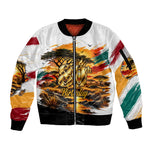 Personalized 80th Birthday African Safari Sleeve Zip Bomber Jacket Sunset Savanna Landscape Heritage Wildlife Art