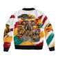 Personalized 80th Birthday African Safari Sleeve Zip Bomber Jacket Sunset Savanna Landscape Heritage Wildlife Art