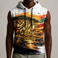 Personalized 80th Birthday African Safari Sleeveless Hoodie Sunset Savanna Landscape Heritage Wildlife Art