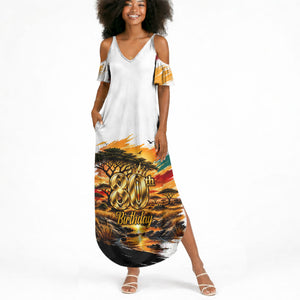 Personalized 80th Birthday African Safari Summer Maxi Dress Sunset Savanna Landscape Heritage Wildlife Art