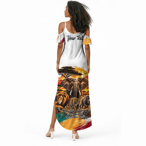 Personalized 80th Birthday African Safari Summer Maxi Dress Sunset Savanna Landscape Heritage Wildlife Art