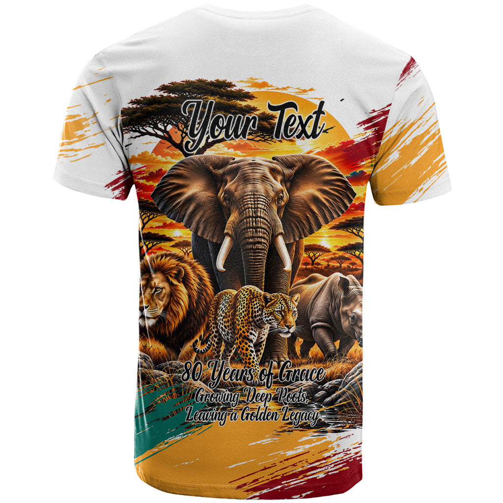 Personalized 80th Birthday African Safari T shirt Sunset Savanna Landscape Heritage Wildlife Art