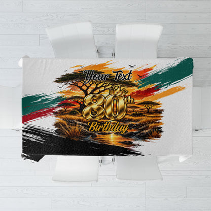 Personalized 80th Birthday African Safari Tablecloth Sunset Savanna Landscape Heritage Wildlife Art