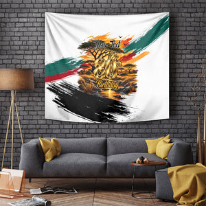Personalized 80th Birthday African Safari Tapestry Sunset Savanna Landscape Heritage Wildlife Art