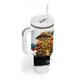 Personalized 80th Birthday African Safari Tumbler With Handle Sunset Savanna Landscape Heritage Wildlife Art
