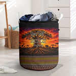 Personalized 80th Birthday Baobab Tree Laundry Basket African Sunset Savanna Silhouette Tribal Heritage Art