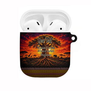 Personalized 80th Birthday Baobab Tree AirPods Case African Sunset Savanna Silhouette Tribal Heritage Art