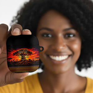 Personalized 80th Birthday Baobab Tree AirPods Case African Sunset Savanna Silhouette Tribal Heritage Art