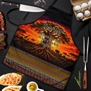 Personalized 80th Birthday Baobab Tree Apron African Sunset Savanna Silhouette Tribal Heritage Art