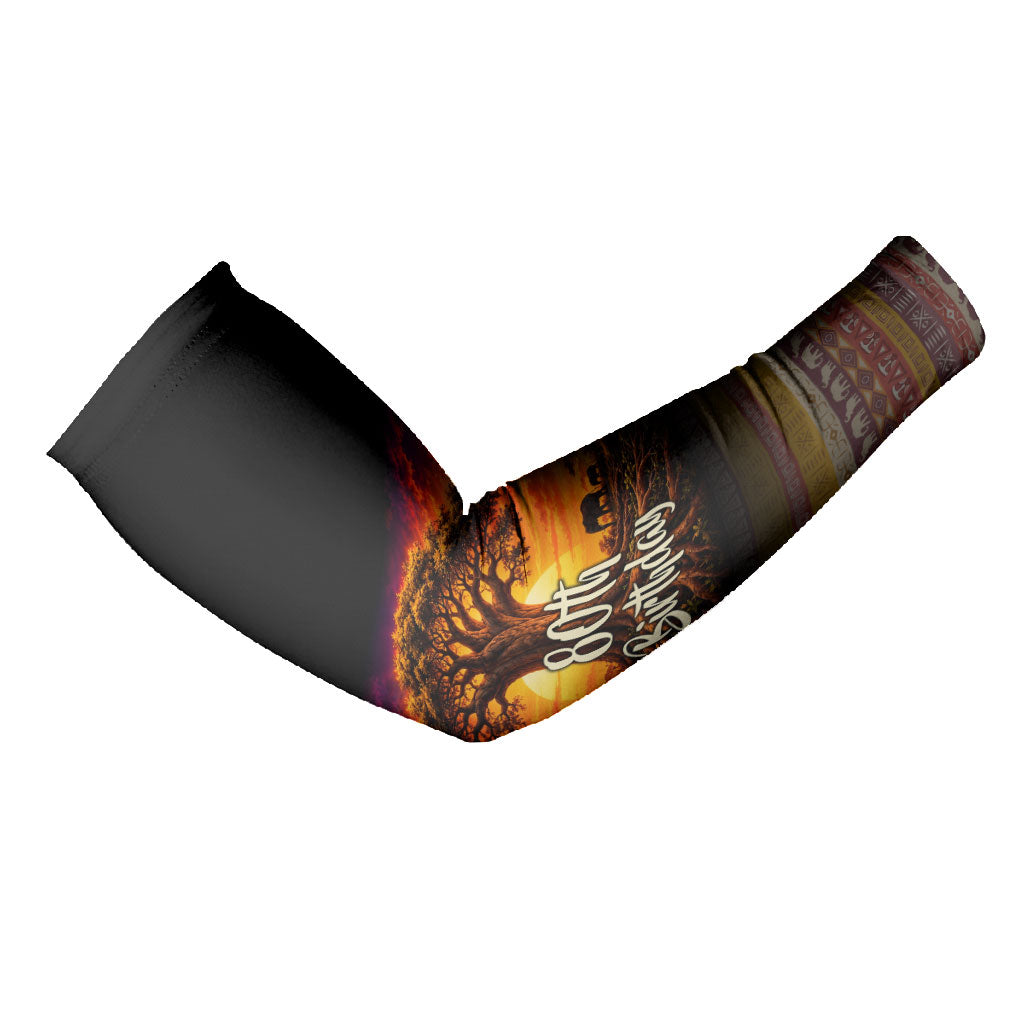 Personalized 80th Birthday Baobab Tree Arm Sleeves African Sunset Savanna Silhouette Tribal Heritage Art