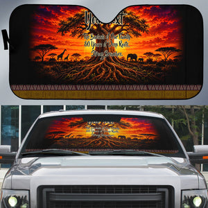 Personalized 80th Birthday Baobab Tree Auto Sun Shade African Sunset Savanna Silhouette Tribal Heritage Art