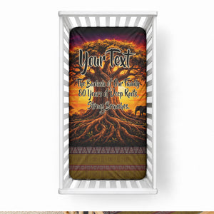 Personalized 80th Birthday Baobab Tree Baby Bed Cover African Sunset Savanna Silhouette Tribal Heritage Art