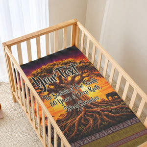 Personalized 80th Birthday Baobab Tree Baby Bed Cover African Sunset Savanna Silhouette Tribal Heritage Art
