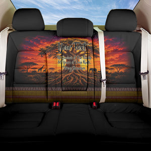 Personalized 80th Birthday Baobab Tree Back Car Seat Cover African Sunset Savanna Silhouette Tribal Heritage Art