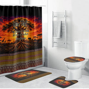 Personalized 80th Birthday Baobab Tree Bathroom Set African Sunset Savanna Silhouette Tribal Heritage Art