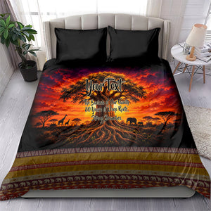 Personalized 80th Birthday Baobab Tree Bedding Set African Sunset Savanna Silhouette Tribal Heritage Art