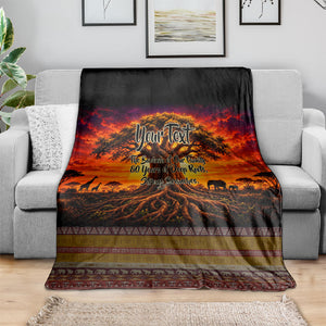 Personalized 80th Birthday Baobab Tree Blanket African Sunset Savanna Silhouette Tribal Heritage Art