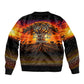 Personalized 80th Birthday Baobab Tree Bomber Jacket African Sunset Savanna Silhouette Tribal Heritage Art