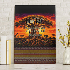 Personalized 80th Birthday Baobab Tree Canvas Wall Art African Sunset Savanna Silhouette Tribal Heritage Art