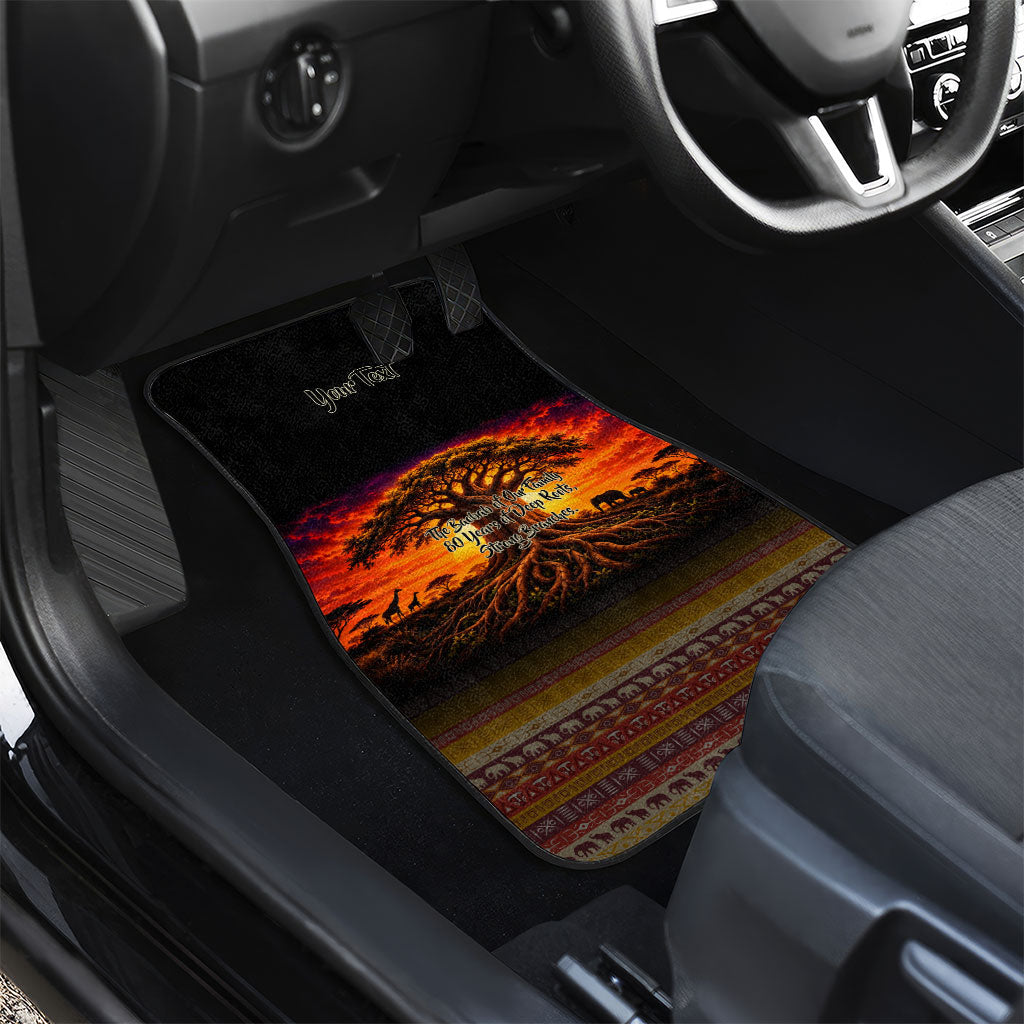 Personalized 80th Birthday Baobab Tree Car Mats African Sunset Savanna Silhouette Tribal Heritage Art