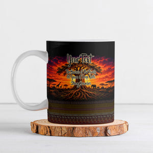 Personalized 80th Birthday Baobab Tree Ceramic Mug African Sunset Savanna Silhouette Tribal Heritage Art