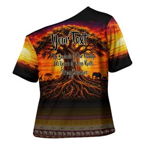 Personalized 80th Birthday Baobab Tree Cross Shoulder Shirt African Sunset Savanna Silhouette Tribal Heritage Art