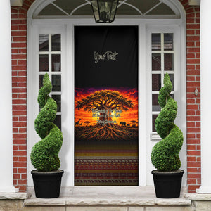 Personalized 80th Birthday Baobab Tree Door Cover African Sunset Savanna Silhouette Tribal Heritage Art