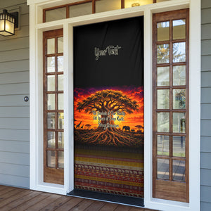 Personalized 80th Birthday Baobab Tree Door Cover African Sunset Savanna Silhouette Tribal Heritage Art