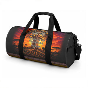 Personalized 80th Birthday Baobab Tree Duffle Bag African Sunset Savanna Silhouette Tribal Heritage Art