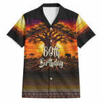 Personalized 80th Birthday Baobab Tree Hawaiian Shirt African Sunset Savanna Silhouette Tribal Heritage Art