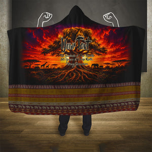 Personalized 80th Birthday Baobab Tree Hooded Blanket African Sunset Savanna Silhouette Tribal Heritage Art