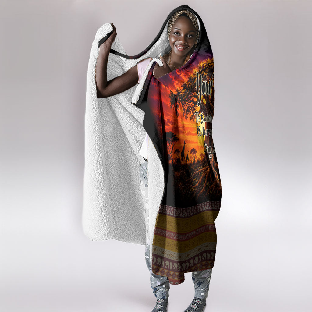 Personalized 80th Birthday Baobab Tree Hooded Blanket African Sunset Savanna Silhouette Tribal Heritage Art