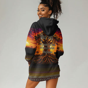 Personalized 80th Birthday Baobab Tree Hoodie Dress African Sunset Savanna Silhouette Tribal Heritage Art