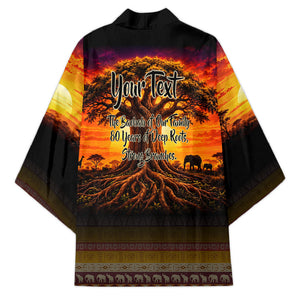 Personalized 80th Birthday Baobab Tree Kimono African Sunset Savanna Silhouette Tribal Heritage Art