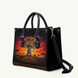 Personalized 80th Birthday Baobab Tree Leather Bag African Sunset Savanna Silhouette Tribal Heritage Art