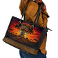 Personalized 80th Birthday Baobab Tree Leather Tote Bag African Sunset Savanna Silhouette Tribal Heritage Art