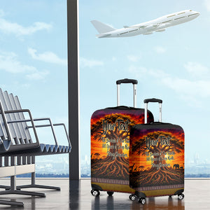 Personalized 80th Birthday Baobab Tree Luggage Cover African Sunset Savanna Silhouette Tribal Heritage Art