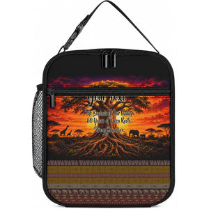 Personalized 80th Birthday Baobab Tree Lunch Bag African Sunset Savanna Silhouette Tribal Heritage Art