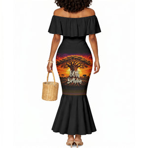 Personalized 80th Birthday Baobab Tree Mermaid Dress African Sunset Savanna Silhouette Tribal Heritage Art