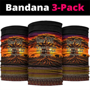 Personalized 80th Birthday Baobab Tree Neck Gaiter African Sunset Savanna Silhouette Tribal Heritage Art