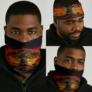 Personalized 80th Birthday Baobab Tree Neck Gaiter African Sunset Savanna Silhouette Tribal Heritage Art