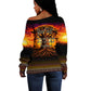 Personalized 80th Birthday Baobab Tree Off Shoulder Sweater African Sunset Savanna Silhouette Tribal Heritage Art
