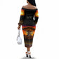 Personalized 80th Birthday Baobab Tree Off The Shoulder Long Sleeve Dress African Sunset Savanna Silhouette Tribal Heritage Art